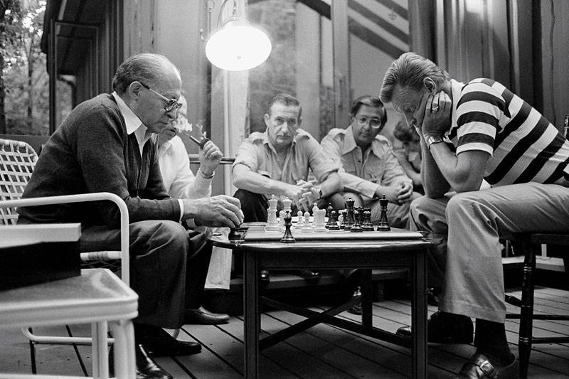 A thumbnail image of Menachin Begin and Zbigniew Brzezinski playing chess at Camp David.