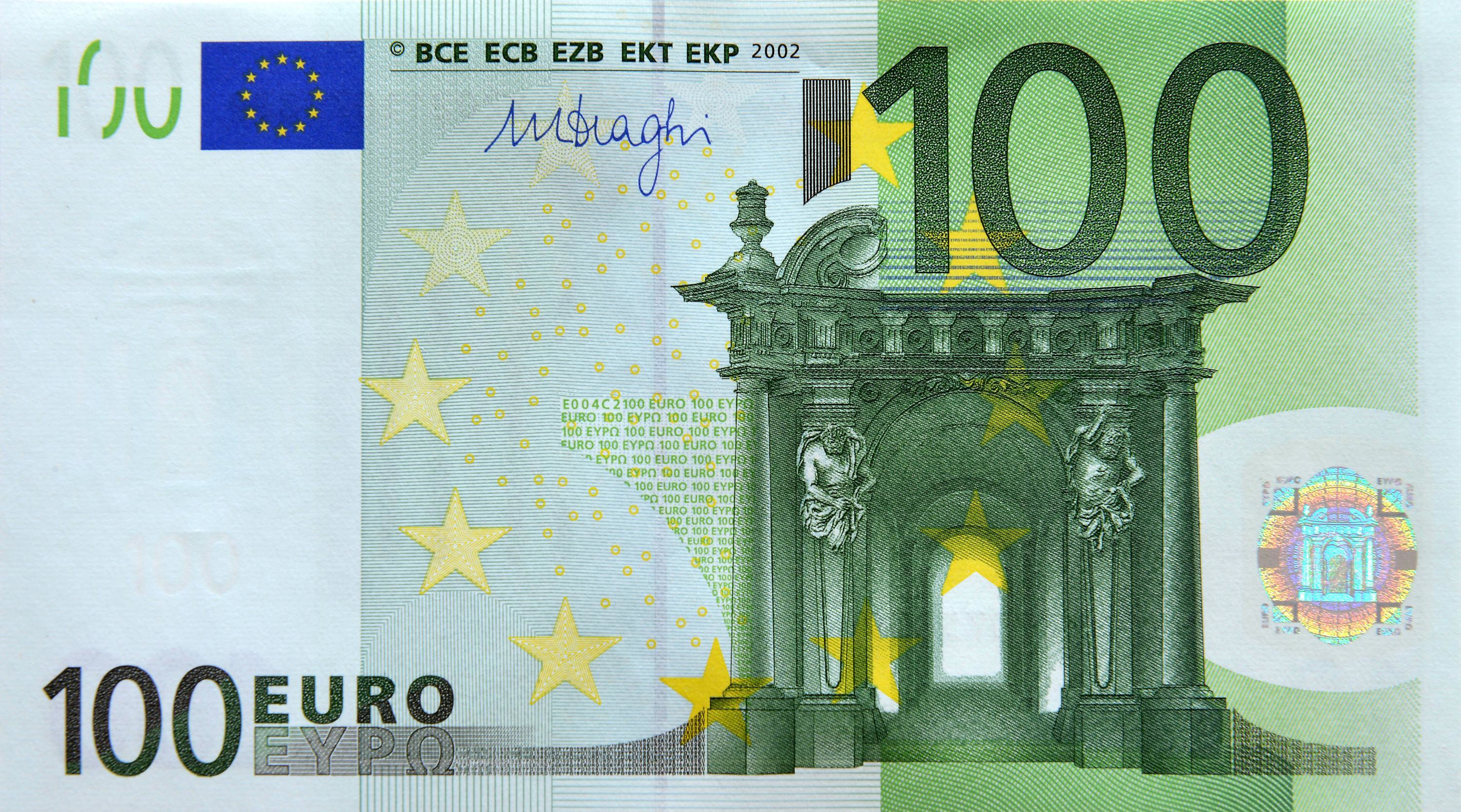 A thumbnail image of 100 Euro note.