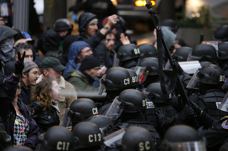 Photographic Image of Police Confronting Protestors in Portland, Oregon