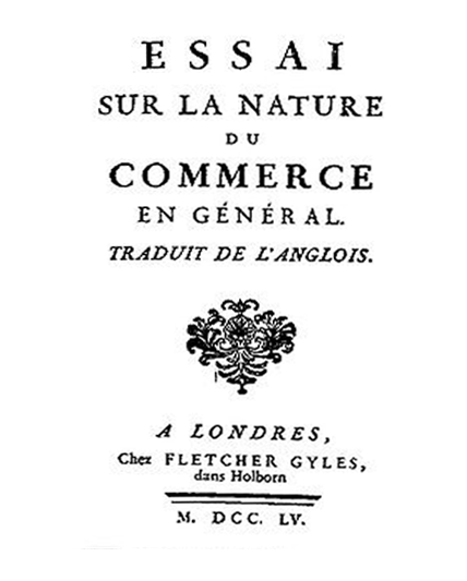 The cover of Richard Cantillon's Essai sur la nature du commerce en générale)