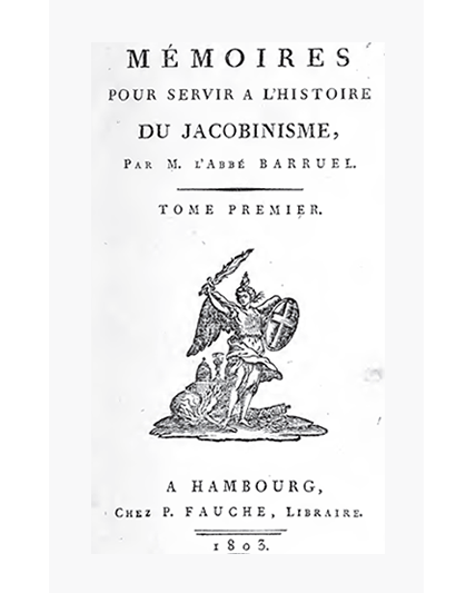 The cover of Abbé Augustin Barruel's Mémoires pour servir à l'histoire du Jacobinisme