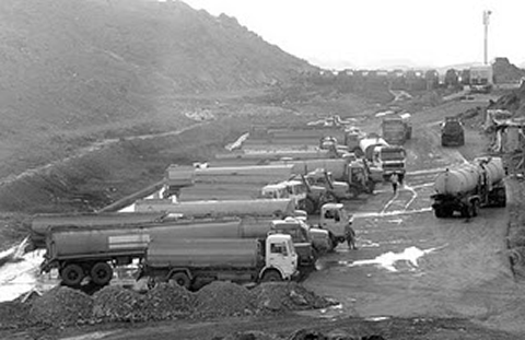 Photographic image of a fleet of sewage trucks in Jeddah, Kingdom of Saudi Arabia