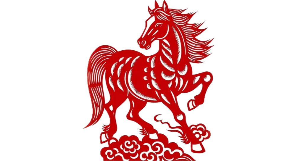 An image of a fire horse looking back as it gallops forward.