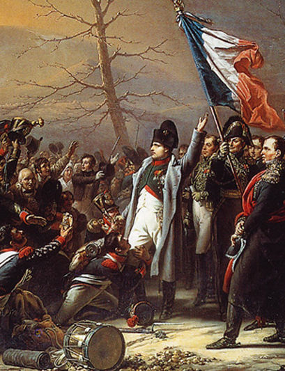 An image of Napoléon before his troops in the neighborhood of Grenoble