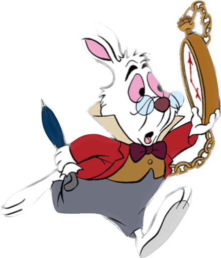An image of the White Rabbit with a Clock.