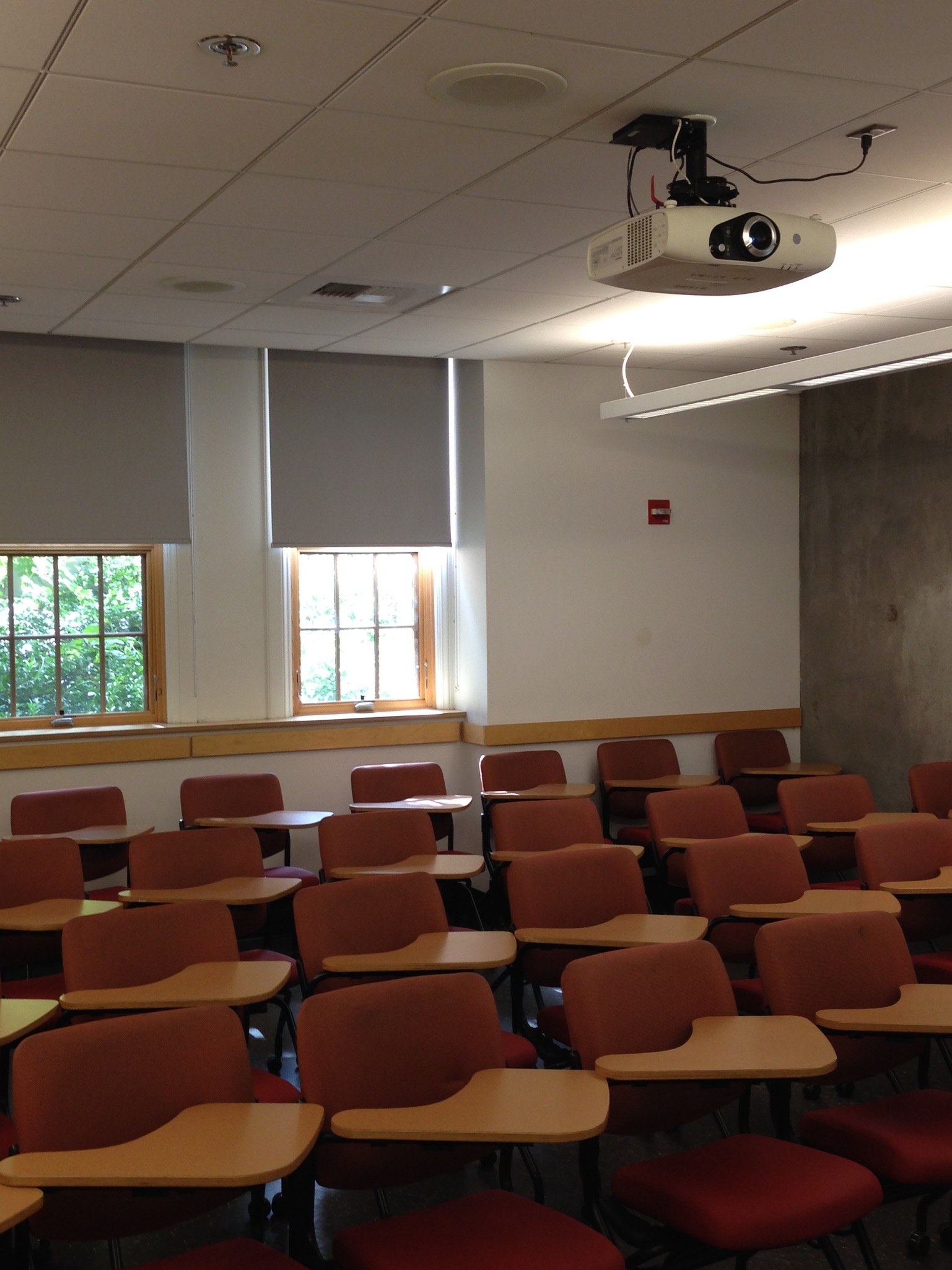 A classroom in the basement of Savery Hall.