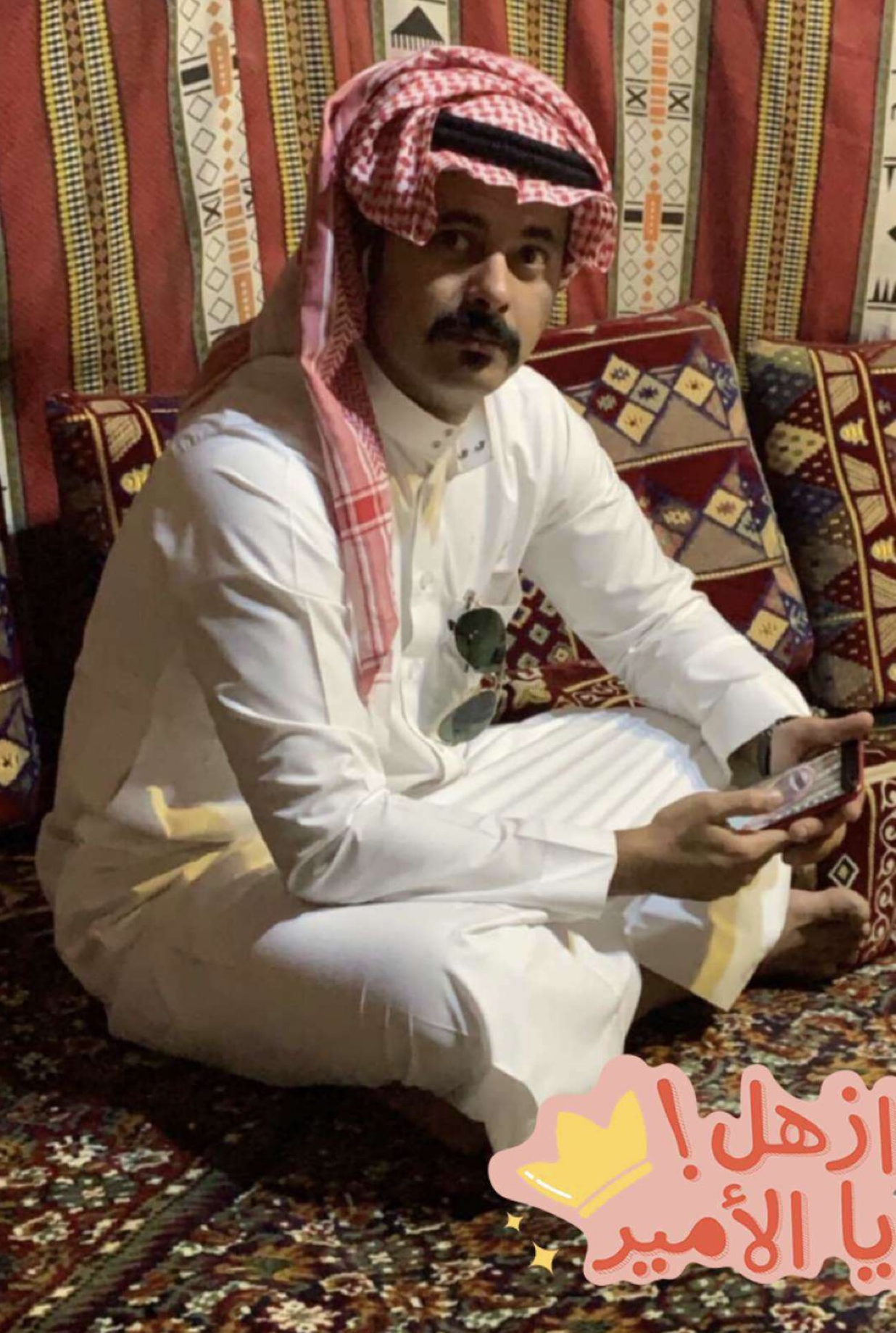 A thumbnail of Hazim wearing an informal Saudi gown.